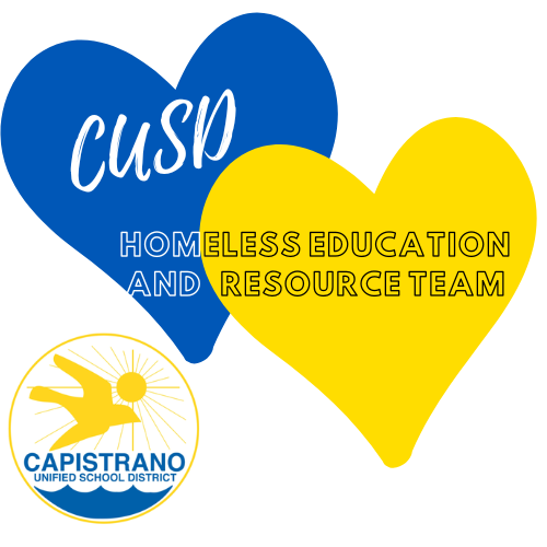Homeless Education and Resource Team represented by two overlapping hearts and the CUSD logo below.
