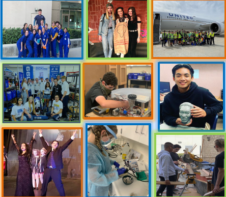 collage of busy students