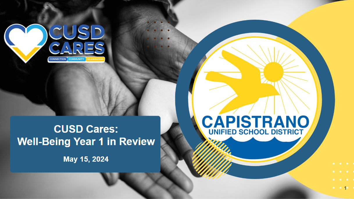 CUSD Cares Well-Being Year 1 in Review image that links to the slideshow